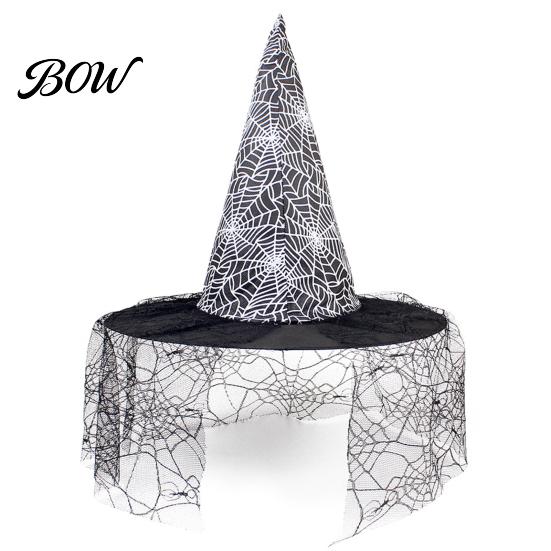 Festival Party Headwear Halloween Witch Wizard Hat, Adult Kids Cosplay Cone Hat with Spider Pointed Web Star Decor, Gothic Costume Prop, Trick