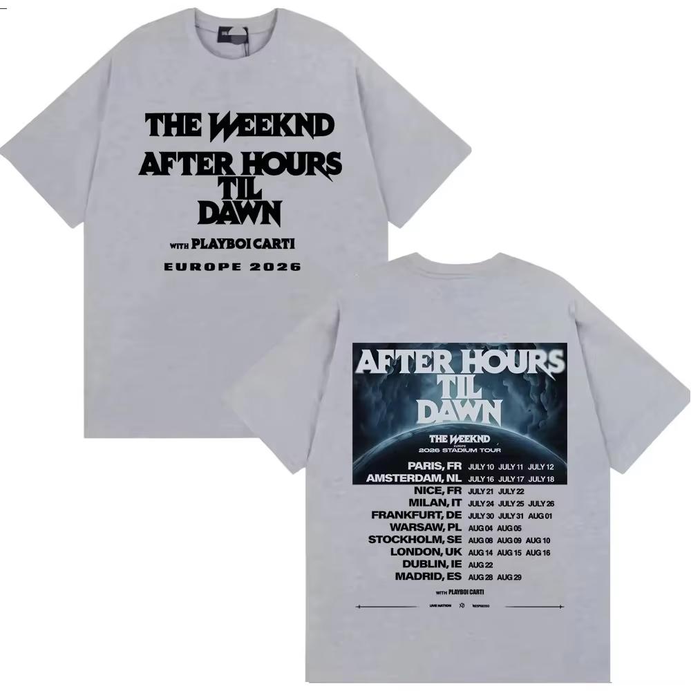 The Weeknd After Hours Til Dawn Европа 2026 Стадионный тур Футболка Мужчины Женщины Мода Хип-хоп Уличная одежда Футболки Мужская Футболка