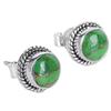 925 Sterling Silver Green Copper Turquiose Gemstone Studs Post Earrings Jewelry Gift for Women - 3.8 Gms Approx