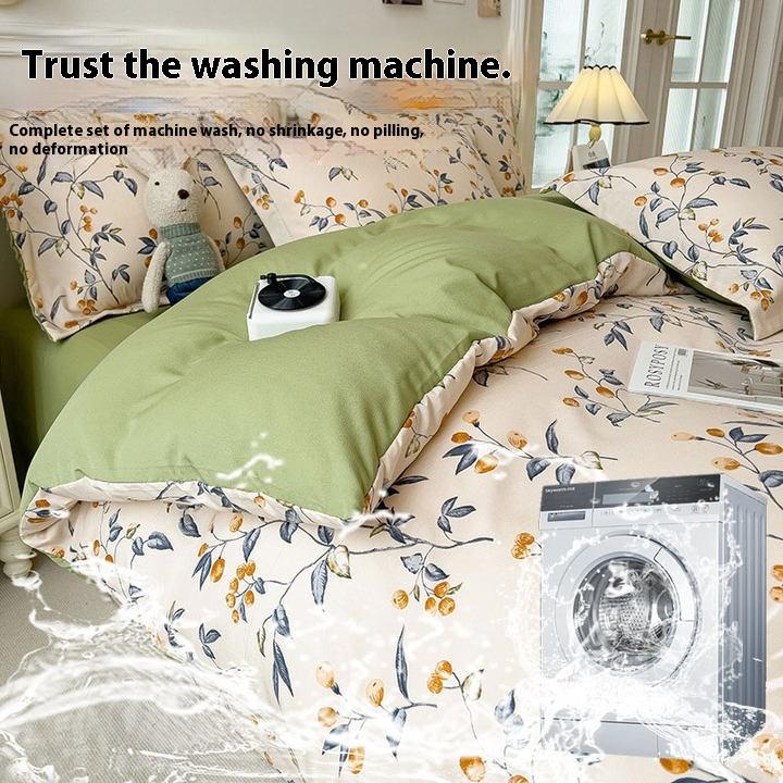 Комплект постельного белья из четырех предметов, приятный к коже и удобный, стиранный, простыни, пододеяльники, наволочки, комплекты