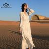 Корейское летнее новое темпераментное тонкое длинное платье женское платье французское праздничное пляжное платье с v-образным вырезом длинное платье для отпуска