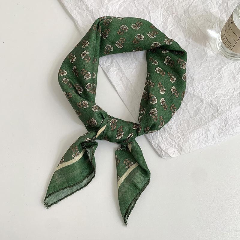 Floral Headscarf Summer Women Pastoral Summer Photo Sunscreen Headscarf Decorative Small Scarf Silk Scarf Neck Small Square Scarf