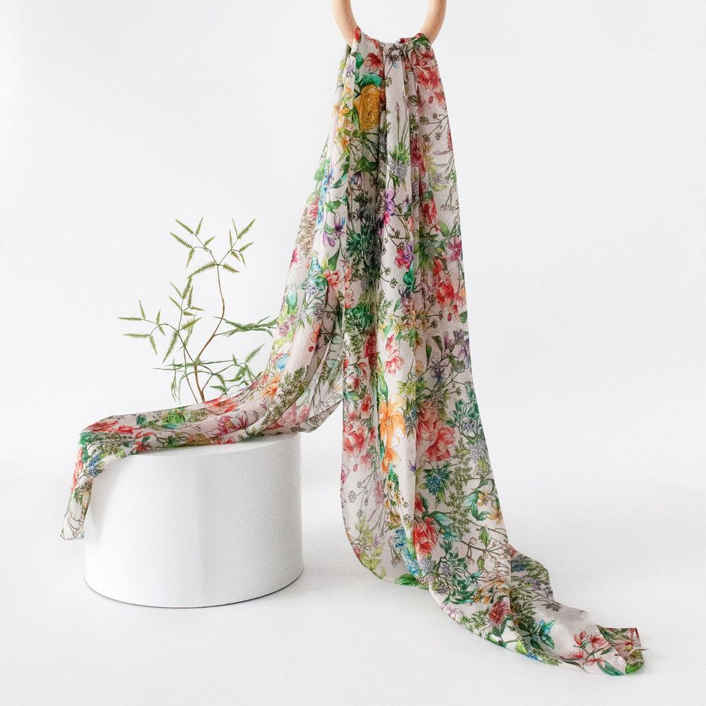 Mother's Day Gift Summer Thin Mulberry Silk Scarf Women's Long Strip High Grade Printed Shawl