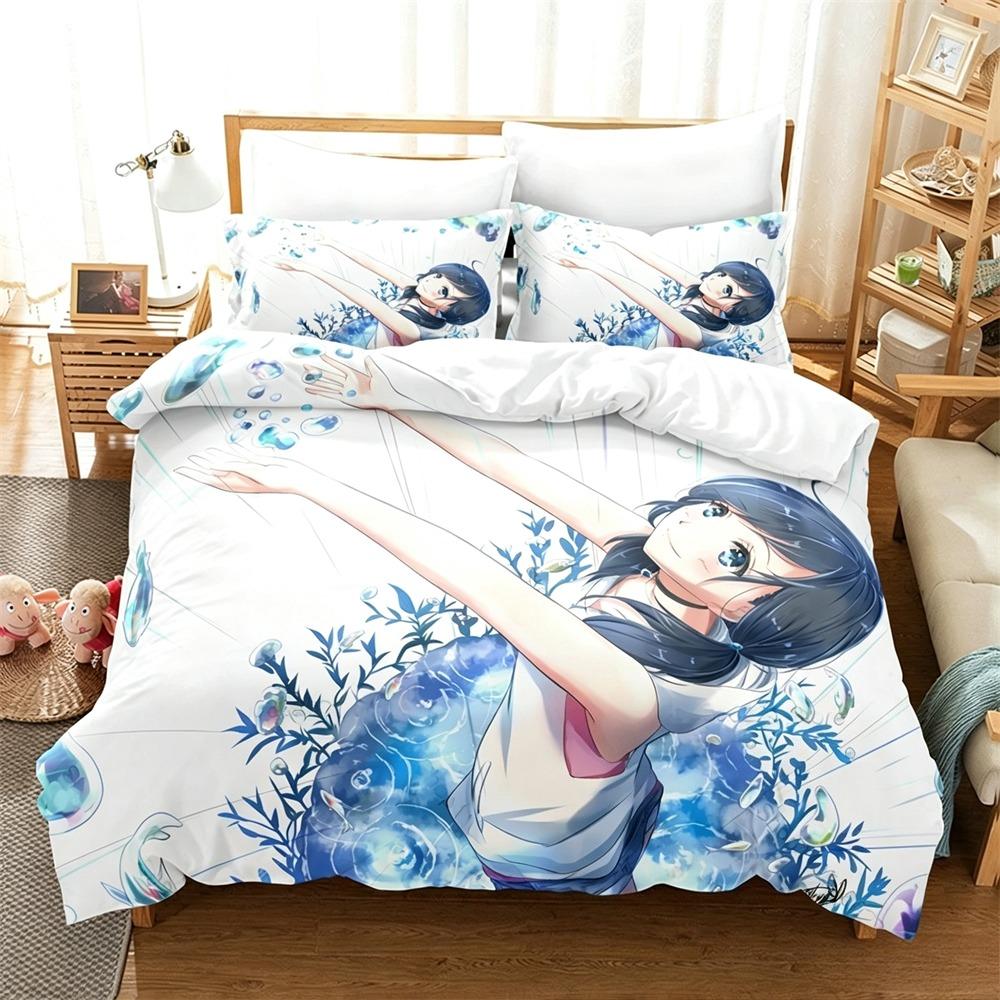3D Printed Weathering With You Bedding Set 2/3 Piece Duvet Cover Set Cute  Anime Printed Bed Linen For Bedroom Decor Fans Gift