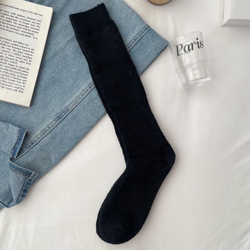 Гольфы Толстые Шерстяные Чулки Корейские Простые Ромбовидные Темные Узоры Гольфы до Колена Тонкие Гольфы для Стройных Ног