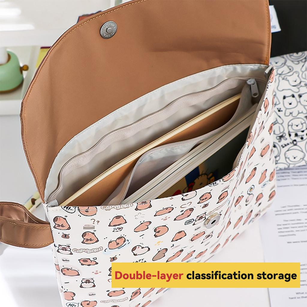 Capybara File Bag Student Stationery Bag Cartoon High Appearance Large Capacity Zipper Storage Bag Kapibala File Bag Student ST