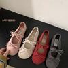Flat Single Shoes 2025 Summer New Fashion with Skirt Mary Jane Shoes Femininity French Bow Shallow Mouth