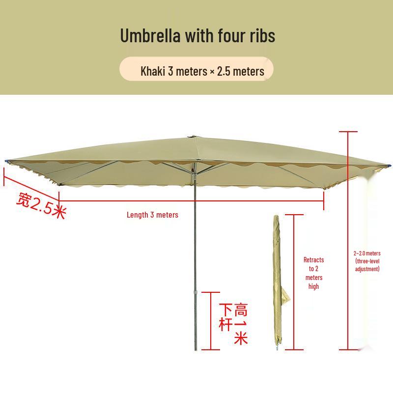 Large Rectangular Folding Patio Umbrella with Canopy Sun Protection