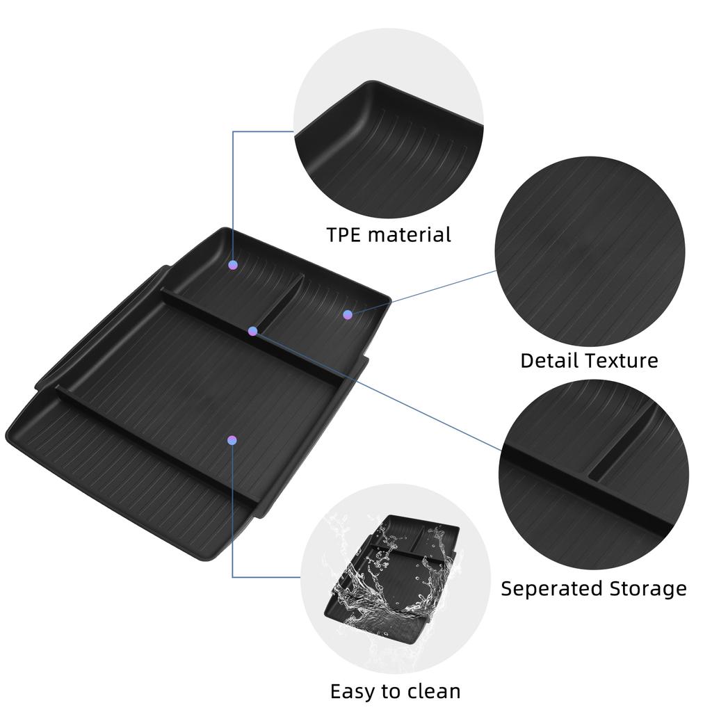 for Xpeng P7+ 2025-2026 Center Control Lower Storage Box TPE Tray Organizer Tidying Car Interior Accessories Black