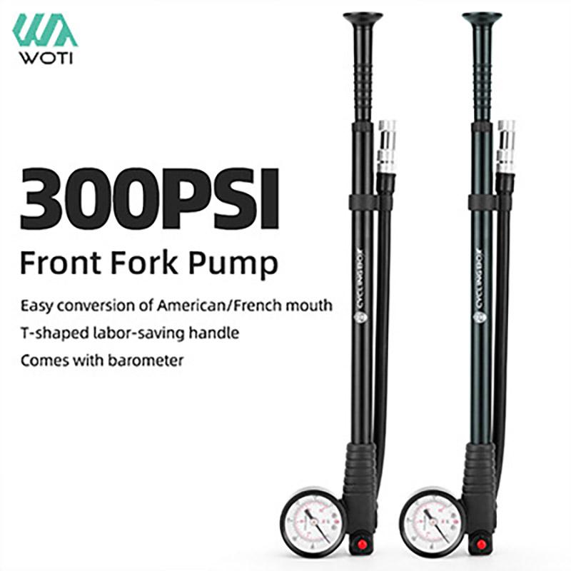 Портативный велосипедный воздушный насос высокого давления 300 фунтов на квадратный дюйм с манометром для вилки и амортизатора задней подвески горного велосипеда