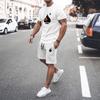 New Men's Shorts and T Shirt Set Short Sleeve Outfits Graphic Prints Poker O Neck White 3D Print Outdoor Street Clothing  2pcs