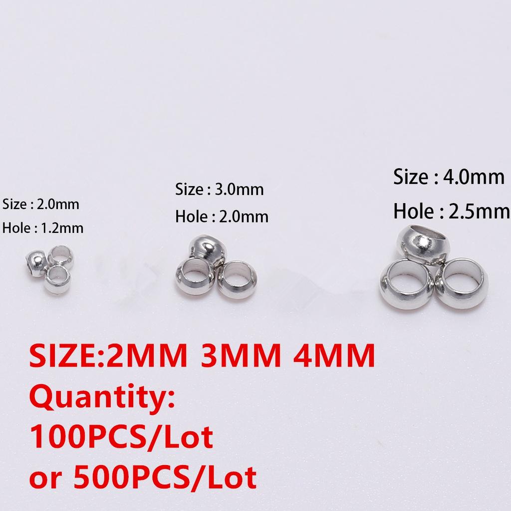 Медные обжимные бусины для изготовления украшений своими руками - Золото, Серебро, Бронза - 200 штук