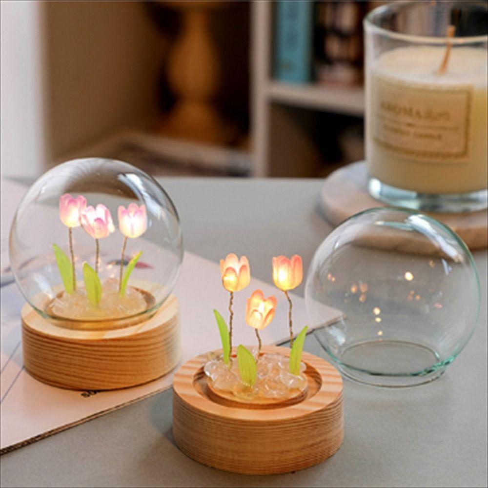 Small Girlfriend Handmade Room Decor Tulip Night Light Floral Lamp DIY Material