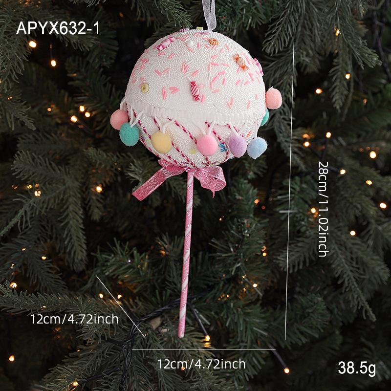 New Christmas Ornaments Cute Pink Cartoon Macaron Foam Candy Christmas Tree Pendant Pendant Props