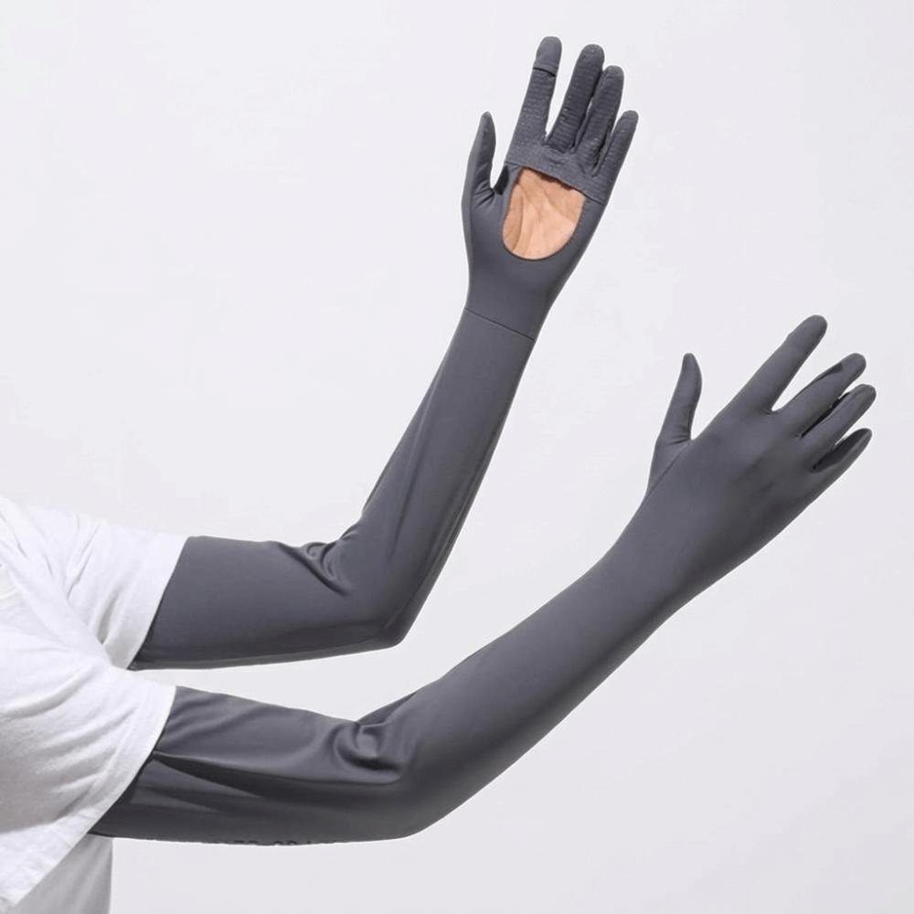 Sun Protection Ice Silk Arm Sleeve Non-slip Summer Arm Cover Sunscreen Sleeve Gloves Outdoor