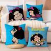 Наволочки с изображением Мафальды, мультяшные, для дивана, декоративные, двусторонние, с короткой плюшевой подушкой.