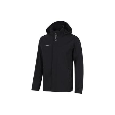 Li Ning Fitness Series однотонная водонепроницаемая спортивная ветровка мужская верхняя одежда черного цвета AFDT753-1