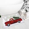 1pc Fluffy Christmas Deer Microfiber Bath Mat - Quick-Dry & Absorbent, Festive Holiday Design with Red Berries & Green Leaves