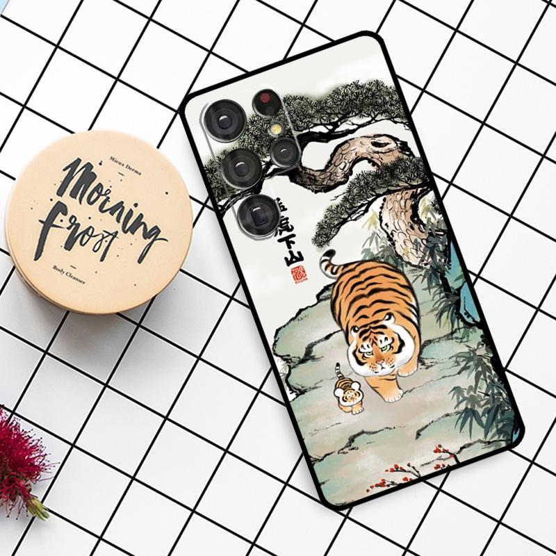 Мультяшный Толстый Тигр Чехол Для Samsung Galaxy S25 Ultra S23 S22 S21 S20 S24 Ultra S9 S10 Plus S24 FE Чехол Для Телефона