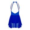 Kids Girls Elegant Chiffon Dress Sleeveless Stand Collar Backless Rhinestone Floral Stage Costume