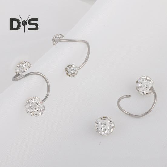 1 шт. серьги для пирсинга, искусственные кристаллы, серьги-гвоздики для козелка, легко чистящиеся серьги-гвоздики для хряща ушной раковины, губы