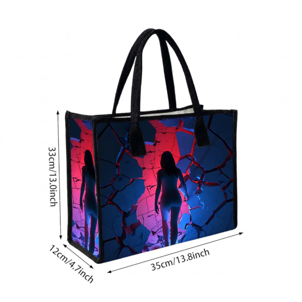 Stylish Art Print Tote Bag Casual Large Capacity Daily Handbag for Outdoor Use