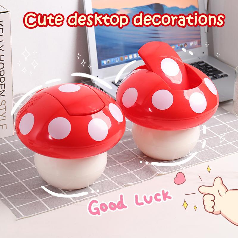 Милое мусорное ведро с крышкой, съемное, для сбора мусора, красное, гриб, настольное, для стола, мусорная корзина, мини, бытовые аксессуары