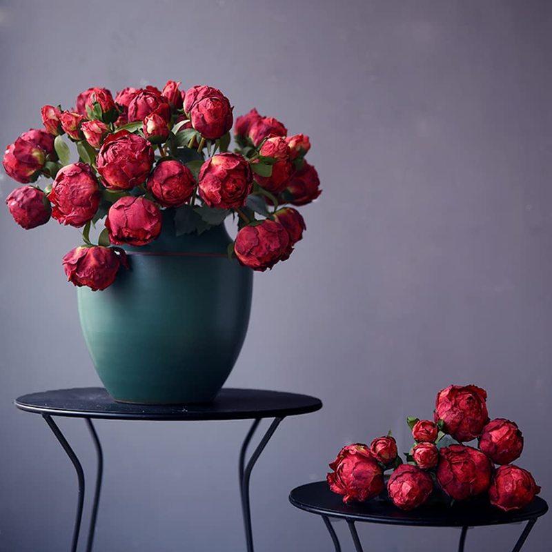 2 букета, винтажные пионы с длинным стеблем, шелковые цветы для свадебного украшения, букет невесты, цветы, поделки, цветочная композиция