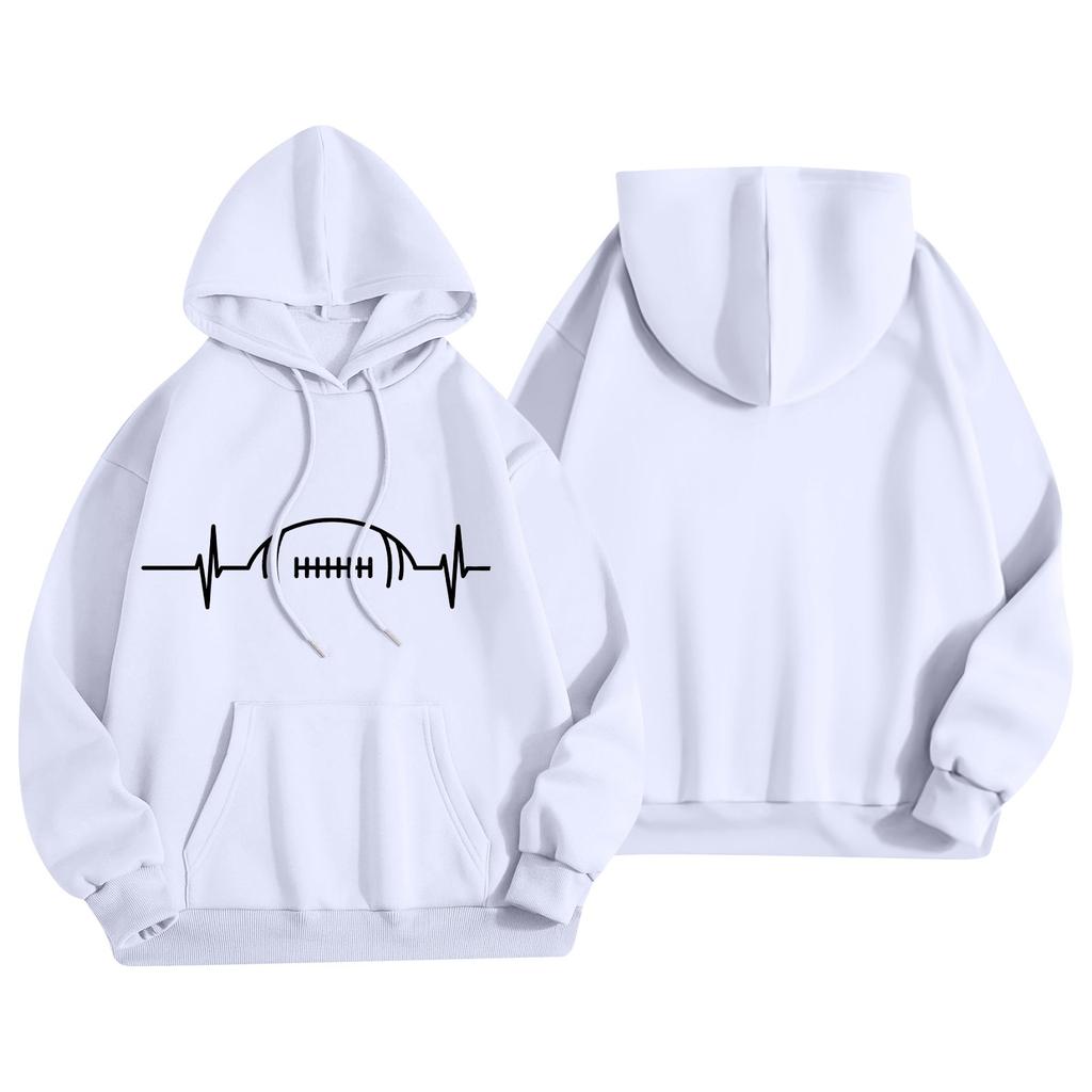 Women's Fashion Lightweight Long Sleeve Pullover With Pockets Rugby Print Hoodie