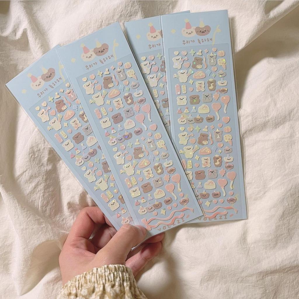 Sticker Hot Silver Love Sticker Sparkling Bear Sticker DIY Material Decorative Sticker