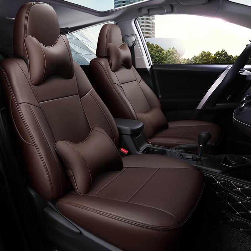 Премиальная кожаная накидка на сиденье автомобиля для Toyota RAV4 2013-2018, индивидуальная посадка, специальная роскошная дышащая подушка для сиденья автомобиля