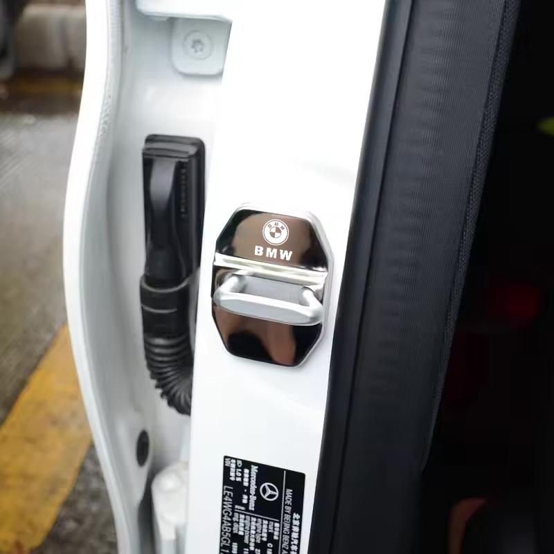 FA54Pcs Zinc Alloy Car Door Lock Buckle Protection Cover Anti-Collision Shock Absorbing Cushion Stickers For BMW G80 G06 G07 G42 G