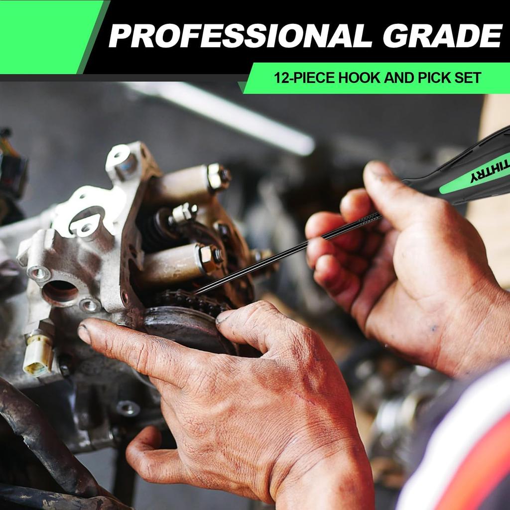 12-Piece Pick And Hook Tools Set, Pick Tool Set Car Auto Oil Seal/O-Ring Seal Gasket Pick Hooks Puller Remove, Long And Mini Pick Tool Set