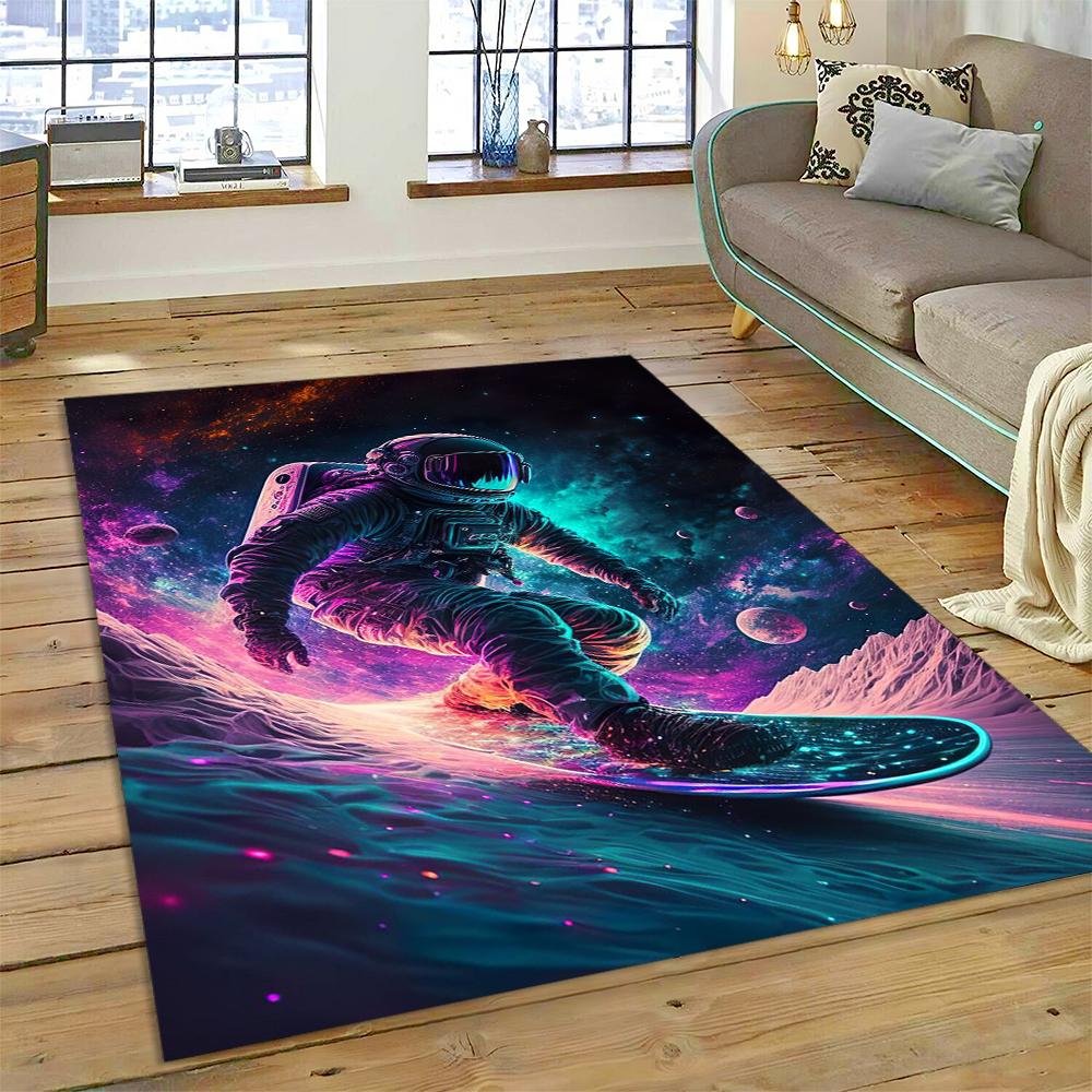 Outer Space Astronaut Universe Spaceman Cartoon Carpet Rug for Home Living Room Bedroom Sofa Doormat Decor,Kid Area Rug Non-slip