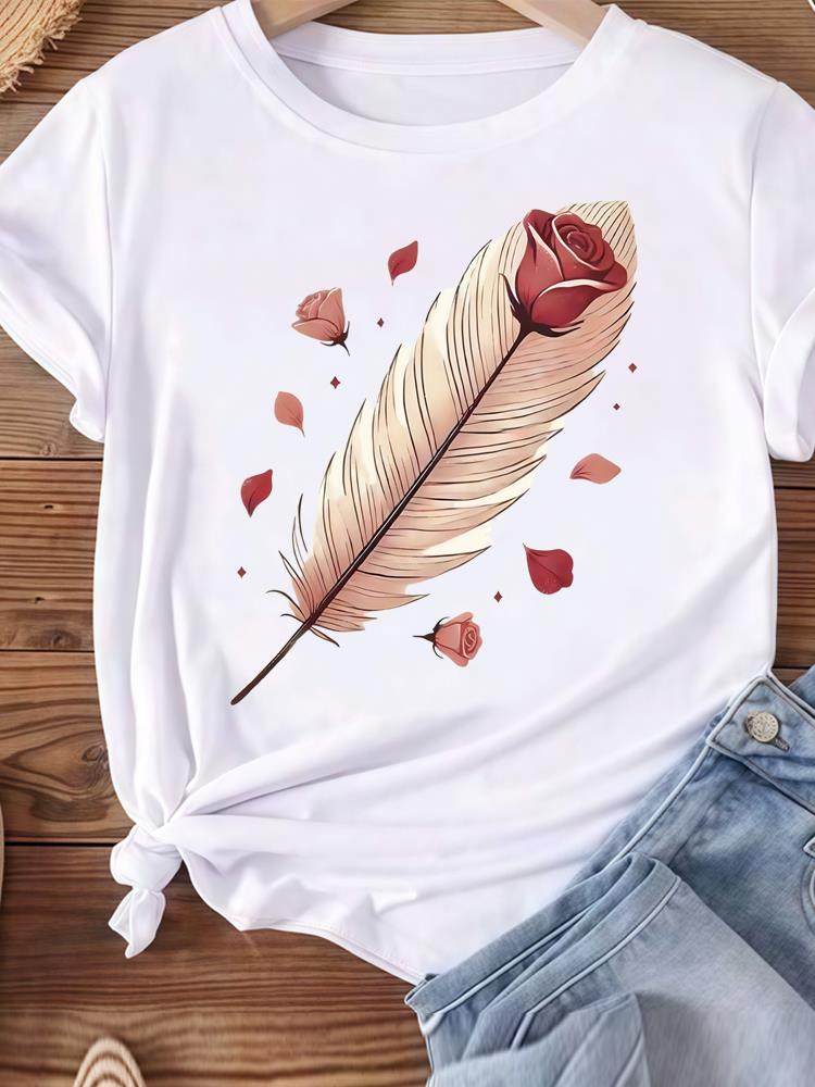 (Азиатский размер) пляжный тренд 90-х Женская футболка Топ Одежда Повседневная футболка Мода С принтом Леди Женская Графическая Футболки с коротким рукавом