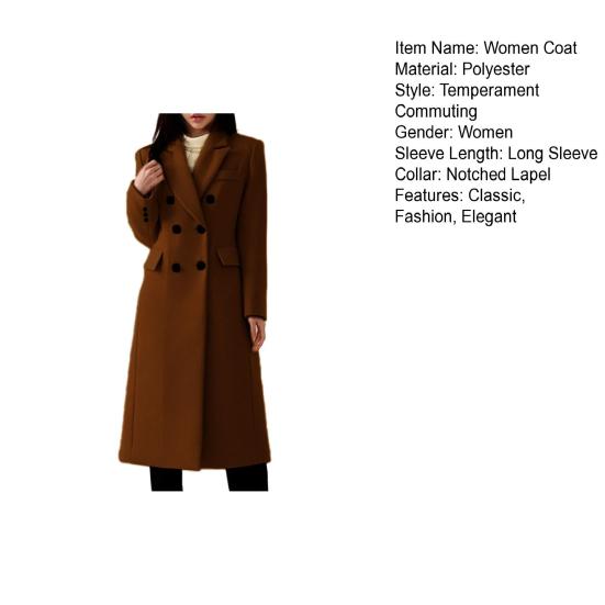 Двубортное тренч-пальто для женщин зимнее с лацканами с разрезом длинное из смесовой шерсти пальто-бушлат офисное рабочее пальто