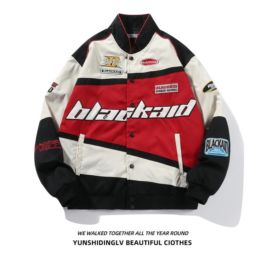 Ретро американского стиля съемная мотоциклетная бейсбольная куртка - Универсальная хип-хоп мода для пар