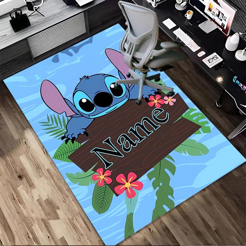 Personalized Name Stitch Paradise Living Room Non-Slip Area Rug Soft Carpet for Bedroom Kids Playroom Sofa Office Home Decor Doormat