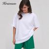 Hirsionsan летние повседневные футболки большого размера с короткими рукавами женские мужские футболки из 100% хлопка 2023 новые повседневные однотонные женские топы с круглым вырезом