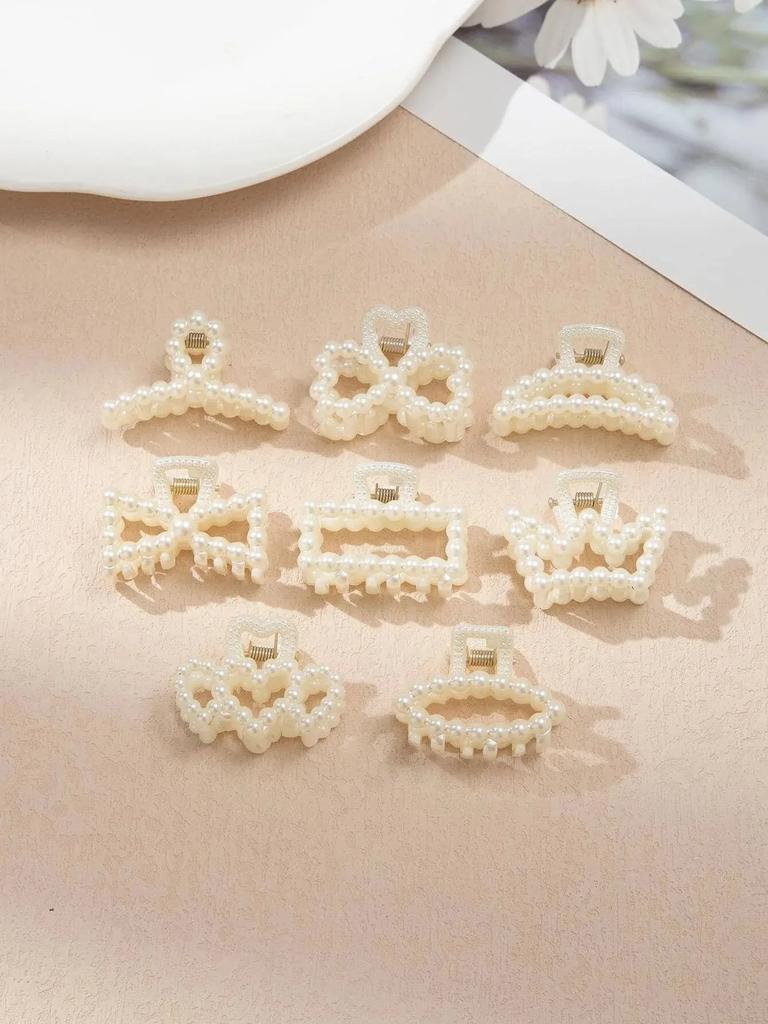 8PCS Women's Minimalist And Fashionable Mini 4CM Imitation Pearl Hair Grab
