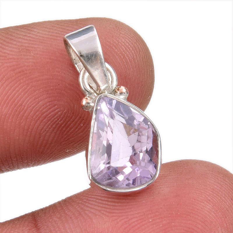 Natural Pink Amethyst Gemstone 925 Solid Sterling Silver Jewelry Pendant 1" K5I62