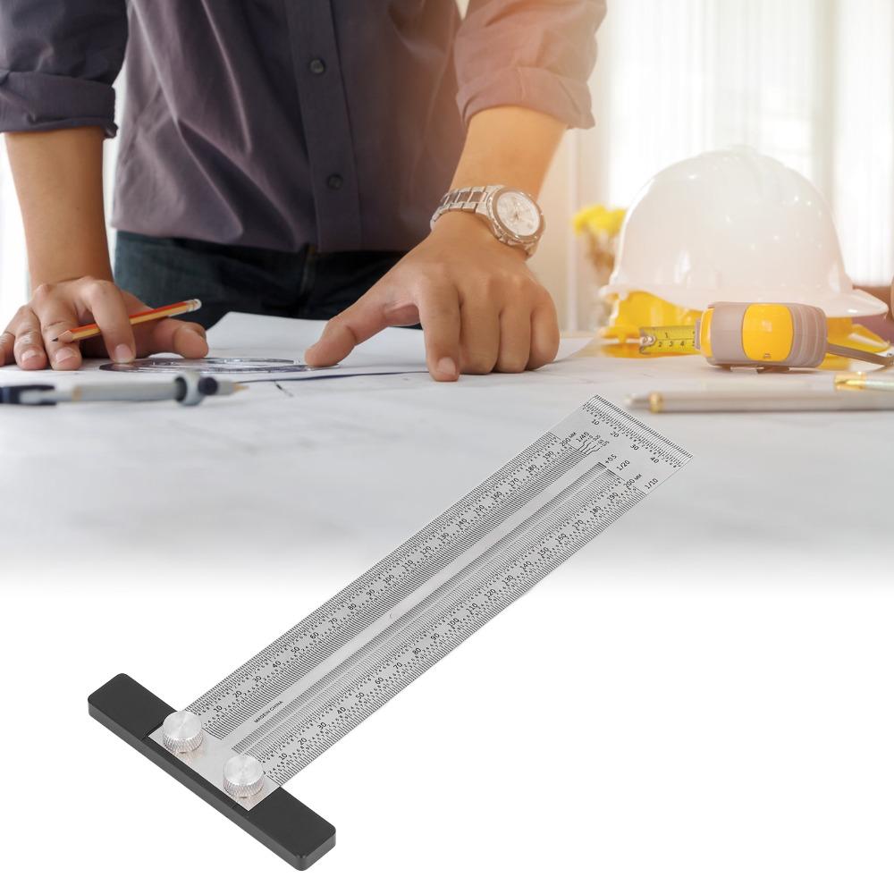 Stainless Steel Carpenter T Ruler Measuring Length 200mm Measuring Gauge Industrial Layouts
