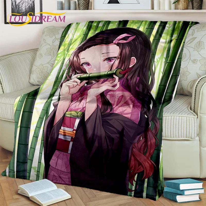 Kamado Nezuko Demon S-Slayer Japan Anime Soft Flannel Blanket для кроватей, спален, диванов, пикников, пледов для детей, отдыха на свежем воздухе