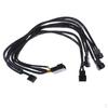 40cm Y Splitter Computer Power Cable 1 To 5 Wire Black Sleeved