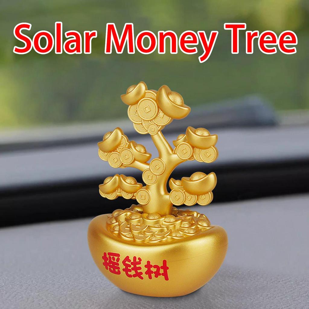 Car Dashboard Decorations Solar-Powered Shaking Money Tree Design Automotive Interior Decor Cute Dashboard Car Accessories