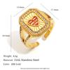 E.B.belle Stainless Steel 18K Gold Plated Colorful Enamel Heart Rainbow Planet Cuff Ring Women Girls Fashion Jewelry Accessories