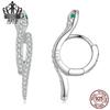 Sterling Silver S925 Snake Earrings with Platinum-Plated Zircon (Model: BSE669)