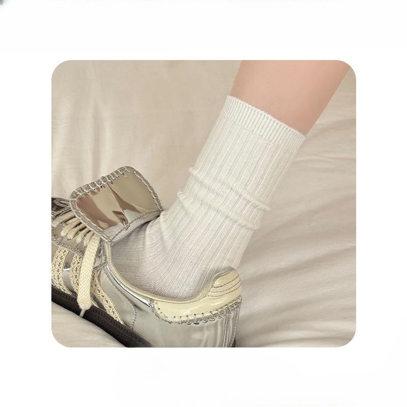 Female Autumn New Product Solid Color In The Tube Pile Socks