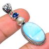 Natural Republic Larimar, Kyanite 925 Solid Sterling Silver Pendant 1.81" t8R94