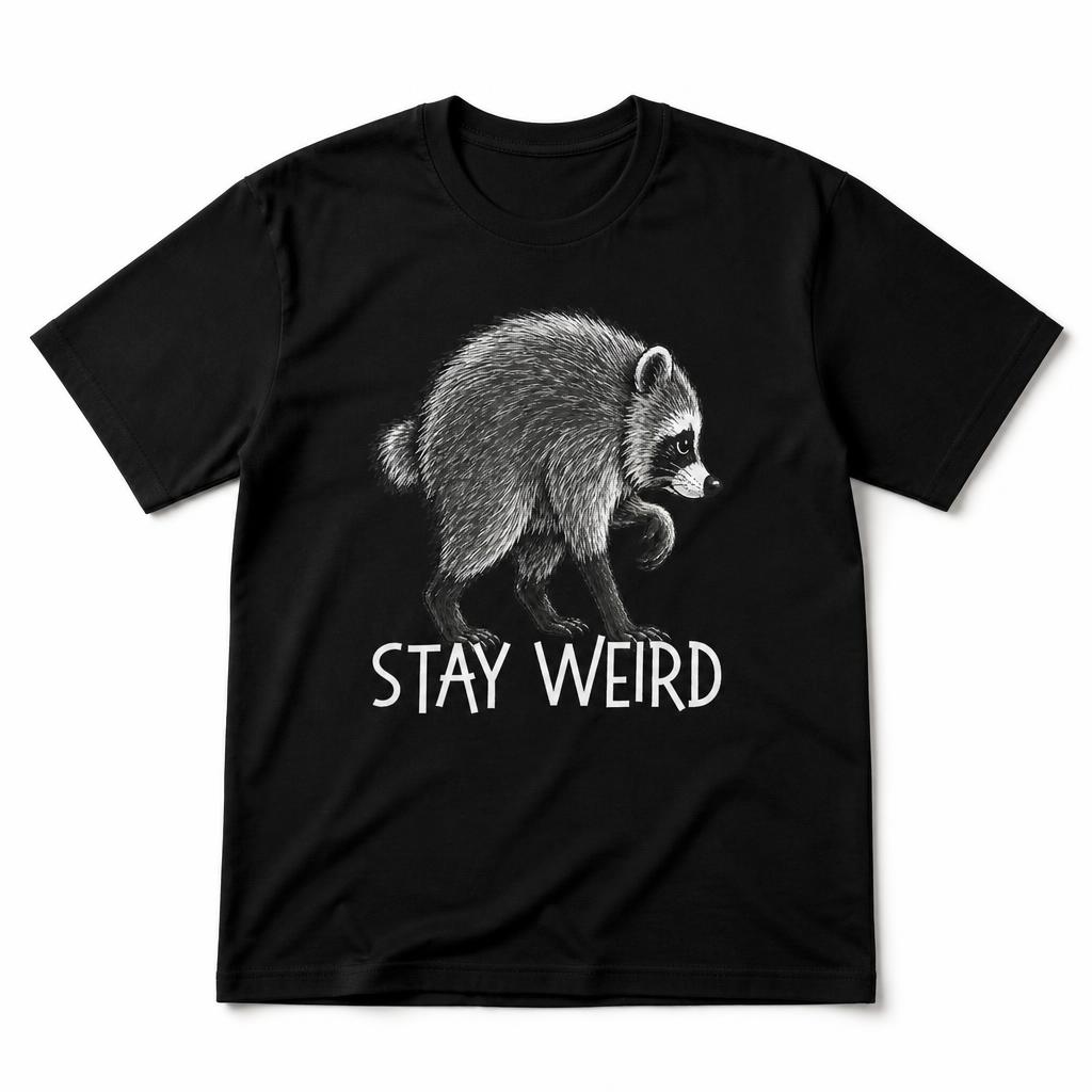 Stay Weird Funny Jimothy Raccoon Unisex Retro T Shirt 100 Cotton Clothing Fun Short Sleeve Tee Gift Tshirts